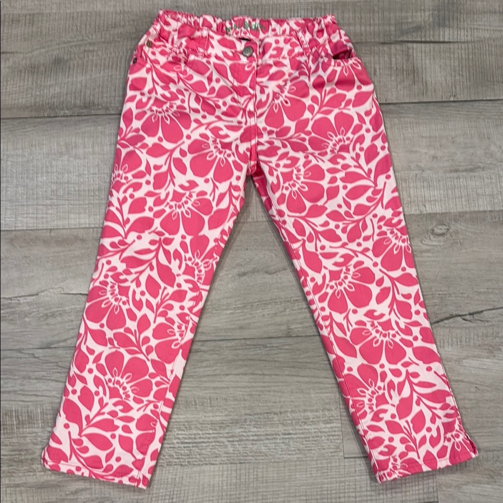 Mini Boden Pink and White Floral Kids Casual Pants